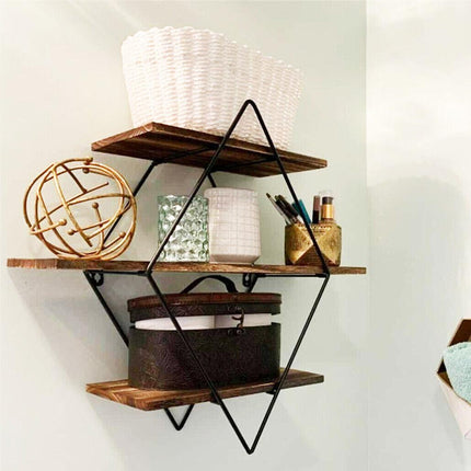 3 Tier Diamond Metal Floating Shelves Wall Mounted Display.