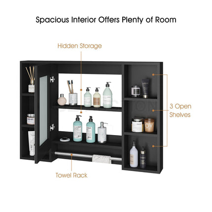 Bathroom Mirrored Cabinet Wall Storage Organizer.