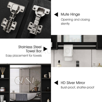 Bathroom Mirrored Cabinet Wall Storage Organizer.