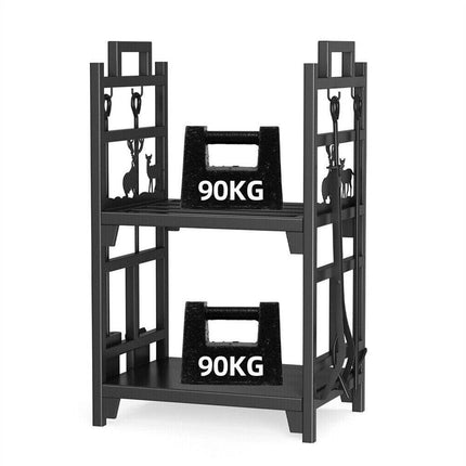 Iron Log Holder Indoor Heavy Duty Firewood Rack 180kg.