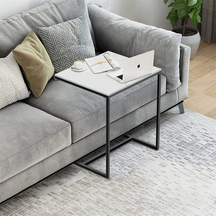 C Shape Sofa Side End Table Sintered Stone Black White.
