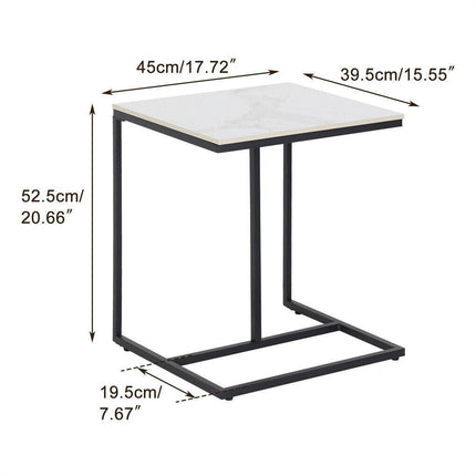 C Shape Sofa Side End Table Sintered Stone Black White.