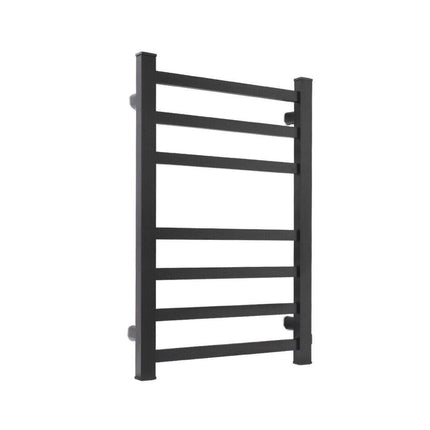 Aluminium Heated Towel Rail 7-Bar Electric Warmer Black.