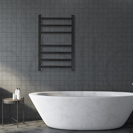 Aluminium Heated Towel Rail 7-Bar Electric Warmer Black.