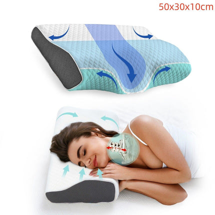 Cervical Memory Foam Pillow Butterfly Shape Standard Anti Snore.