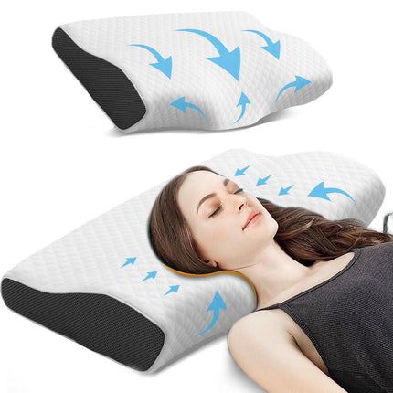 Cervical Memory Foam Pillow Butterfly Shape Standard Anti Snore.