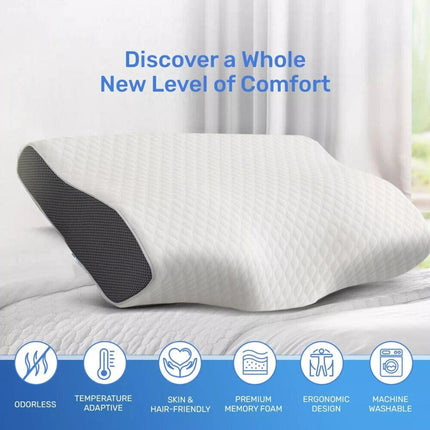 Cervical Memory Foam Pillow Butterfly Shape Standard Anti Snore.