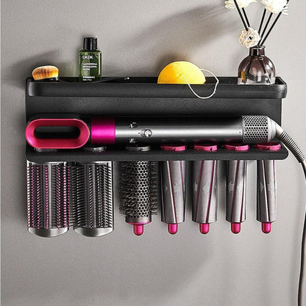 Black Space Aluminum Wall Mount Holder for Dyson Airwrap.
