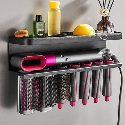 Black Space Aluminum Wall Mount Holder for Dyson Airwrap.
