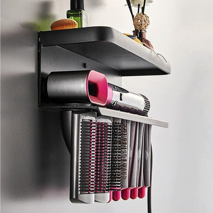 Black Space Aluminum Wall Mount Holder for Dyson Airwrap.