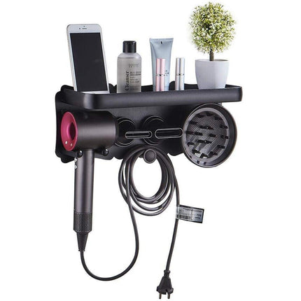 Magnetic Wall Mount Hair Dryer Holder for Dyson - Black Metal.