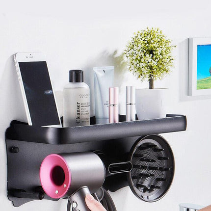 Magnetic Wall Mount Hair Dryer Holder for Dyson - Black Metal.