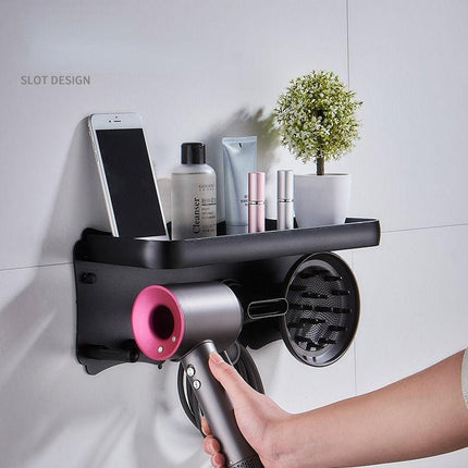 Magnetic Wall Mount Hair Dryer Holder for Dyson - Black Metal.