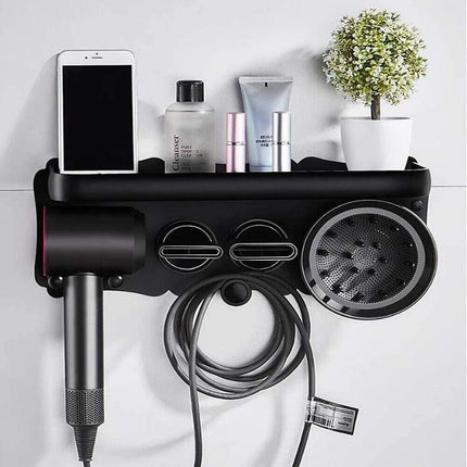 Magnetic Wall Mount Hair Dryer Holder for Dyson - Black Metal.