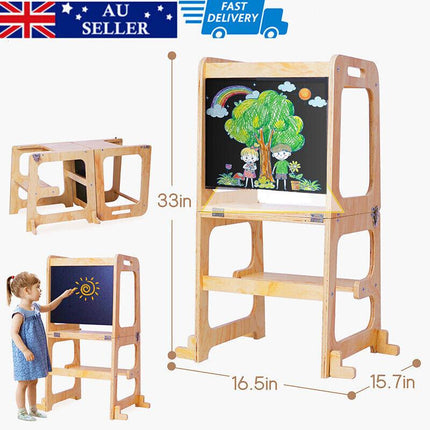 Wooden Toddler Step Stool Learning Tower Kitchen Safety.