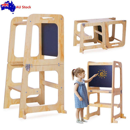 Wooden Toddler Step Stool Learning Tower Kitchen Safety.