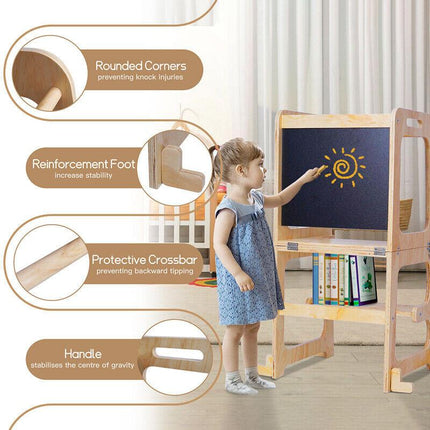 Wooden Toddler Step Stool Learning Tower Kitchen Safety.