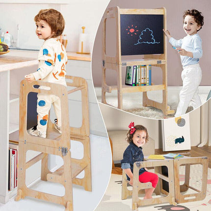 Wooden Toddler Step Stool Learning Tower Kitchen Safety.