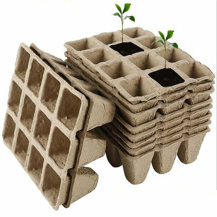 10pcs Biodegradable Seedling Trays 12-Hole Garden Starter.