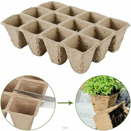 10pcs Biodegradable Seedling Trays 12-Hole Garden Starter.