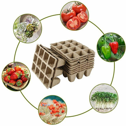 10pcs Biodegradable Seedling Trays 12-Hole Garden Starter.