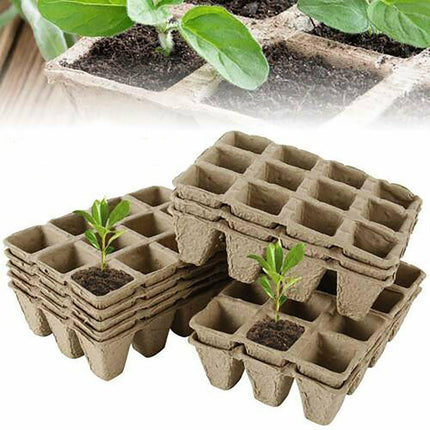 10pcs Biodegradable Seedling Trays 12-Hole Garden Starter.