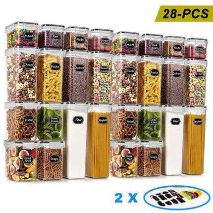 28-Piece Airtight Pantry Storage Containers with Lids for Kitchen Dry Food.
