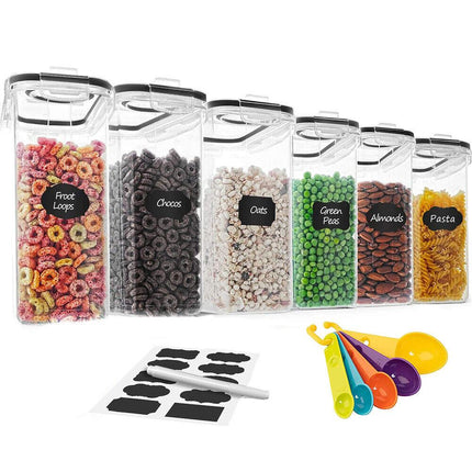 6PCS Food Storage Containers Kitchen Dry Pantry Organiser Airtight Lids.
