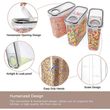 6PCS Food Storage Containers Kitchen Dry Pantry Organiser Airtight Lids.