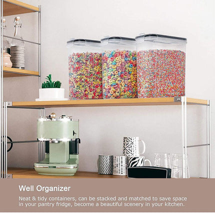 6PCS Food Storage Containers Kitchen Dry Pantry Organiser Airtight Lids.