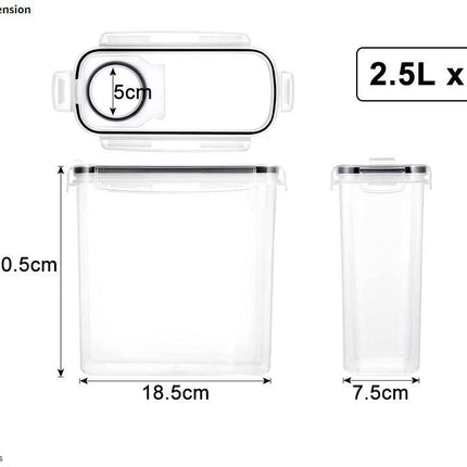 6PCS Food Storage Containers Kitchen Dry Pantry Organiser Airtight Lids.