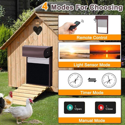 Automatic Chicken Coop Door Opener with Gate Light Sensor Remote.