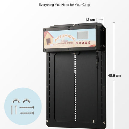 Automatic Chicken Coop Door Solar/Battery/AC 6W Aluminum Copper.
