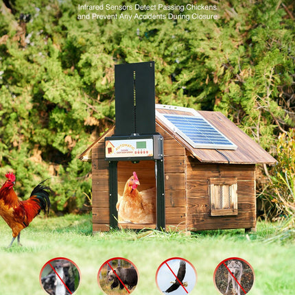 Automatic Chicken Coop Door Solar/Battery/AC 6W Aluminum Copper.