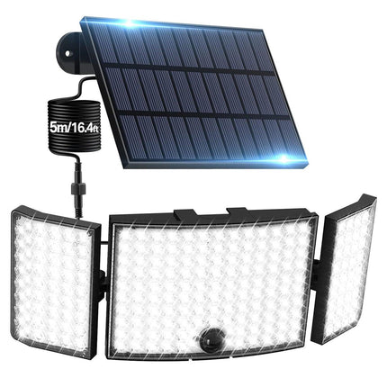 234 LED Solar Motion Sensor Light 5500K Cool Black Outdoor Security Flood Lamp.
