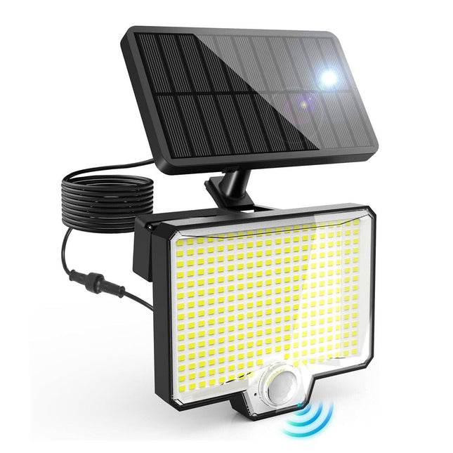 294 LED Solar Light Motion Sensor 6500K Black Outdoor Security Wall Flood Lamp.