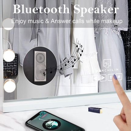 Hollywood LED Vanity Mirror Bluetooth Rectangle White Silver.