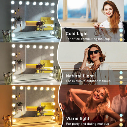 Hollywood LED Vanity Mirror Bluetooth Rectangle White Silver.