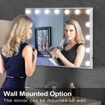 Hollywood LED Vanity Mirror Rectangle White Silver Wall Mirror.