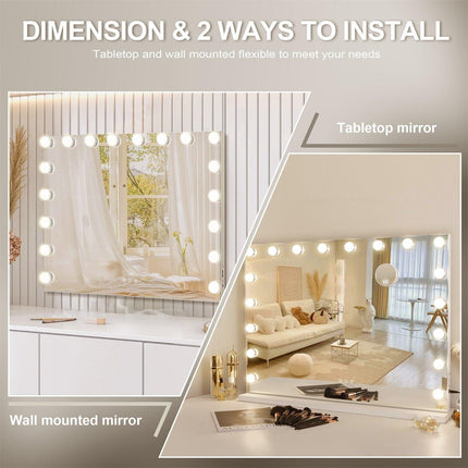 White Bluetooth Hollywood Mirror Rectangle Vanity Wall Light.