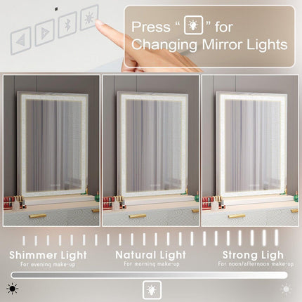 Crystal Vanity Mirror 80CM LED Bluetooth Magnifying.