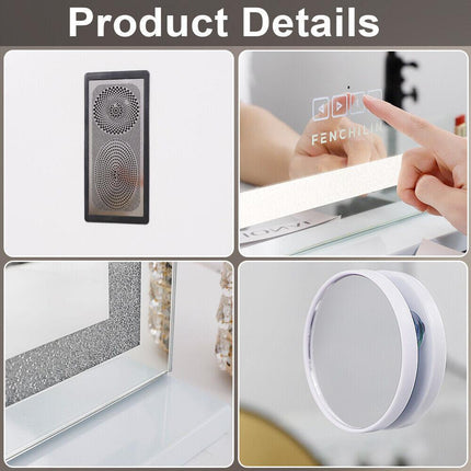LED Makeup Mirror Bluetooth Touch Sensor Hollywood Vanity.