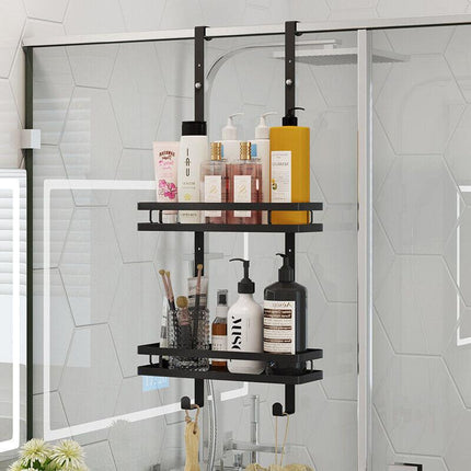 Black Aluminium Shower Caddy 74cm Hanging Storage Rack 35cm.