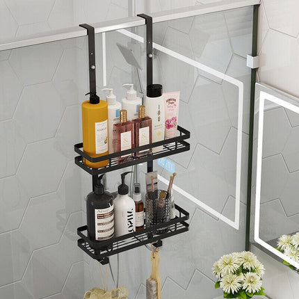 Black Aluminium Shower Caddy 74cm Hanging Storage Rack 35cm.