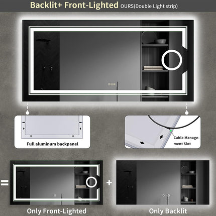 1200x600mm LED Bathroom Mirror Anti-fog Magnifying.