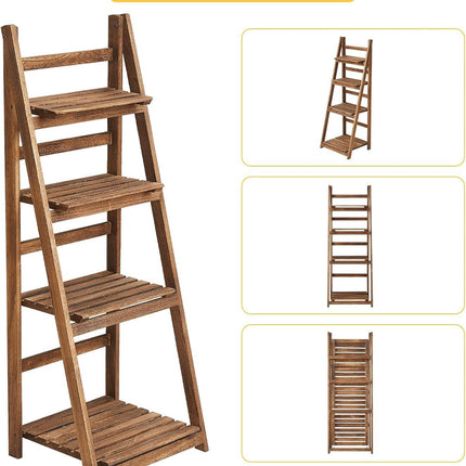 Rustic Wood 4 Tier Plant Stand Bookshelf 38CM Corner Shelf.
