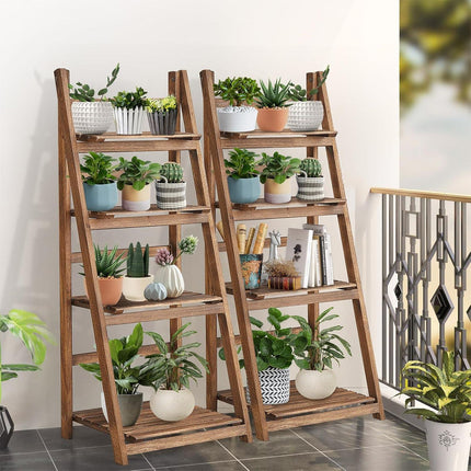 Rustic Wood 4 Tier Plant Stand Bookshelf 38CM Corner Shelf.