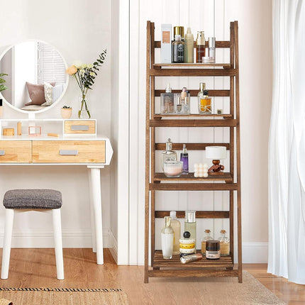 Rustic Wood 4 Tier Plant Stand Bookshelf 38CM Corner Shelf.