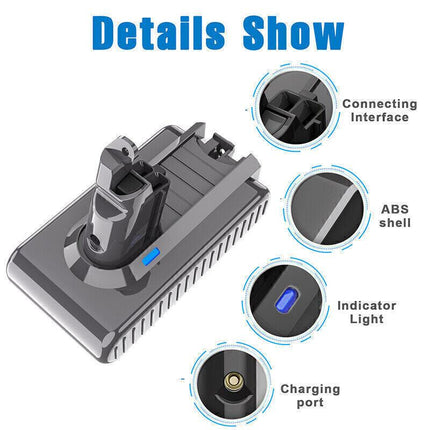 9500mAh Battery for Dyson V6 SV03 SV04 DC58 DC61 DC62.
