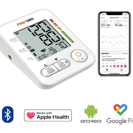 Bluetooth Blood Pressure Monitor, Large Cuff 22-42cm, Digital, Smartphone Compatible.